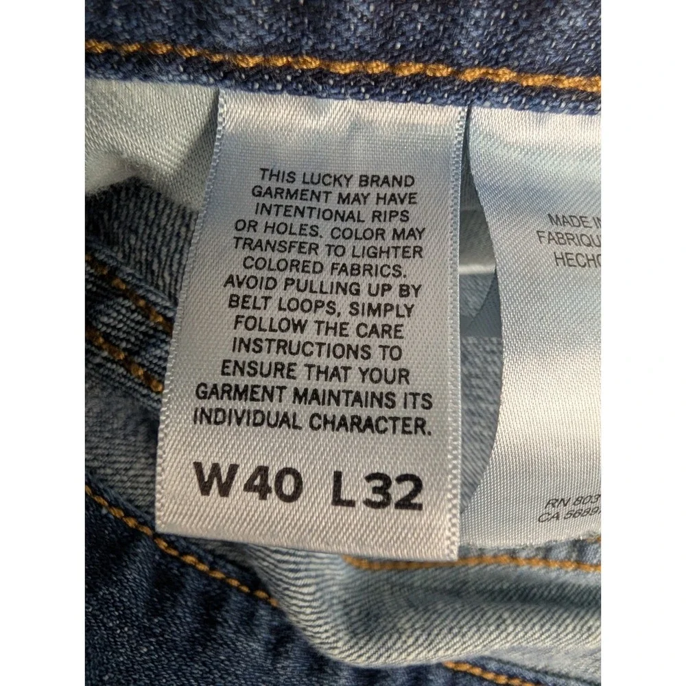Lucky Brand 181 Relaxed Straight Jeans Men's 40x32(39x31.5) Blue Med Wash Denim
